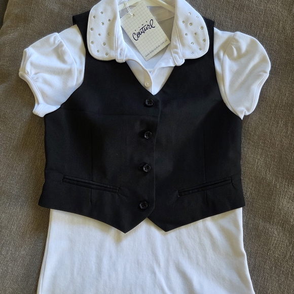 kids couture Other - Girls Size 10 Black and White Button Down Vest With Polo Shirt 2pcs Nwt
